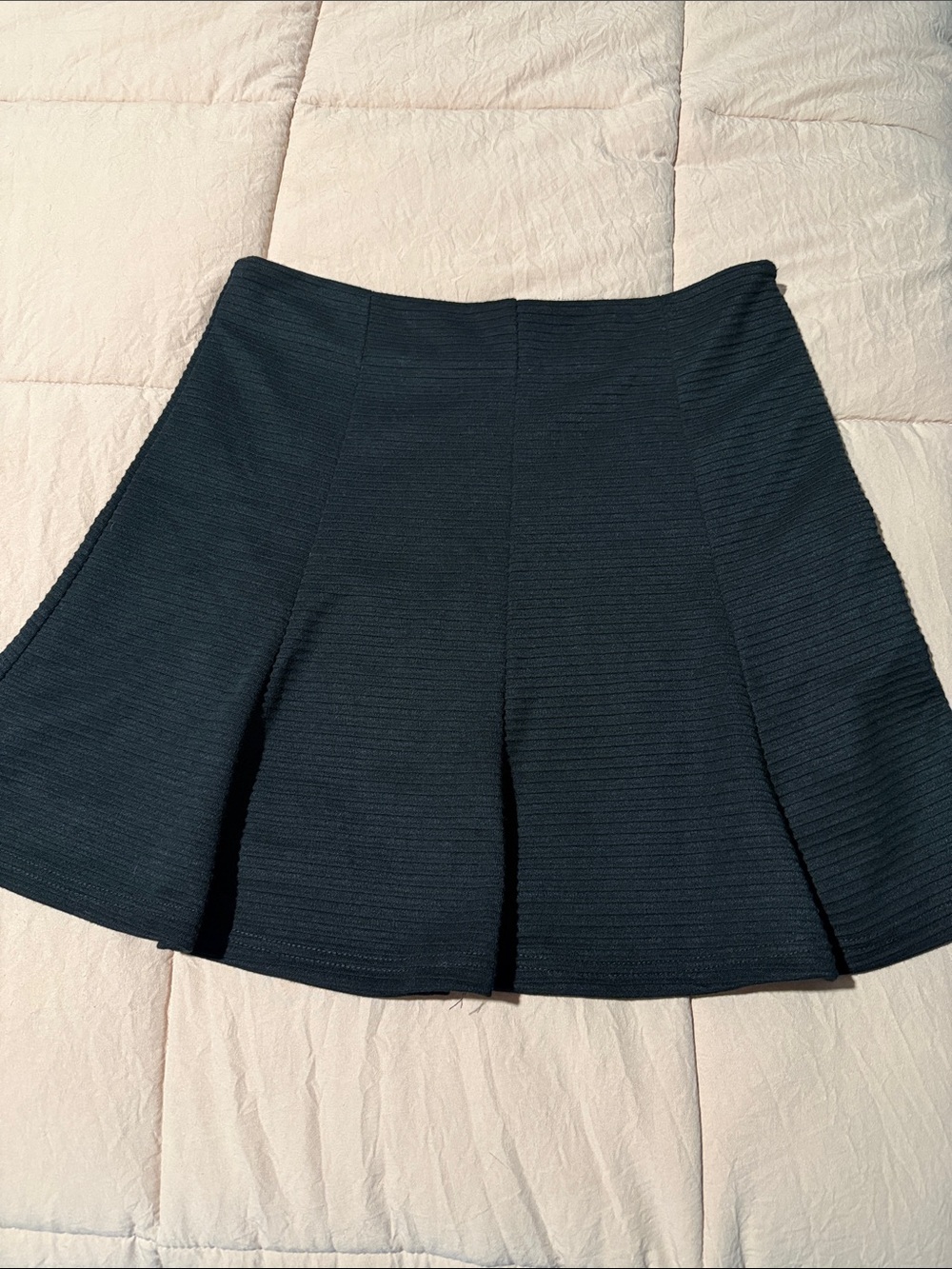 Black Pleated Flared Mini Skirt